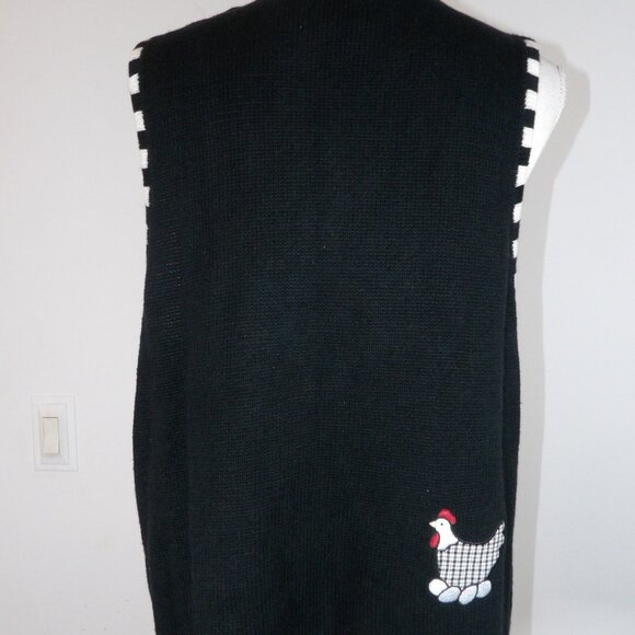 Vintage Black Mandal Bay CHICKEN Sweater Vest Size Large - Picture 4 of 4